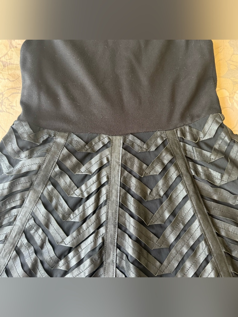 Alice + Olivia Women's Zilla Goat Leather Mini Black Dress Paneled Ponte 2 NWT - Picture 9 of 10